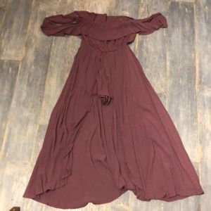 Purple Off the Shoulder High-Low Romper